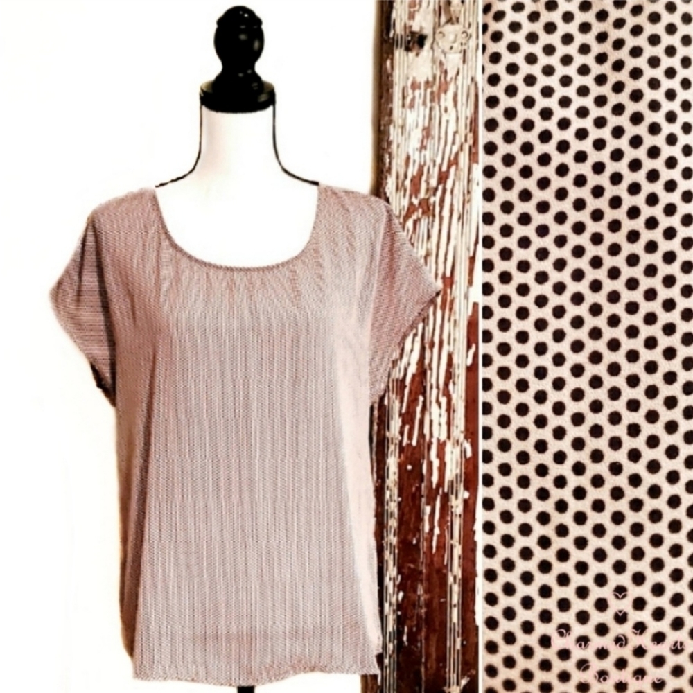 Max Studio Dolman Blouse Blush Pink Polka Dot Size M